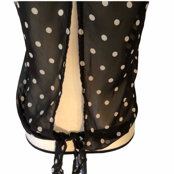 Aeropostale black + white stripped abs polka dot shear open tie back top - Picture 7 of 9